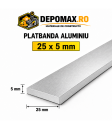Platbanda aluminiu 25 x 5 mm, 6 metri (EN-AW 6060)